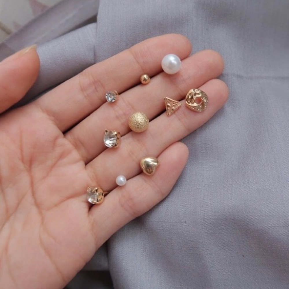 Golden Post Earring Set 12-pack - Picture 3 of 4